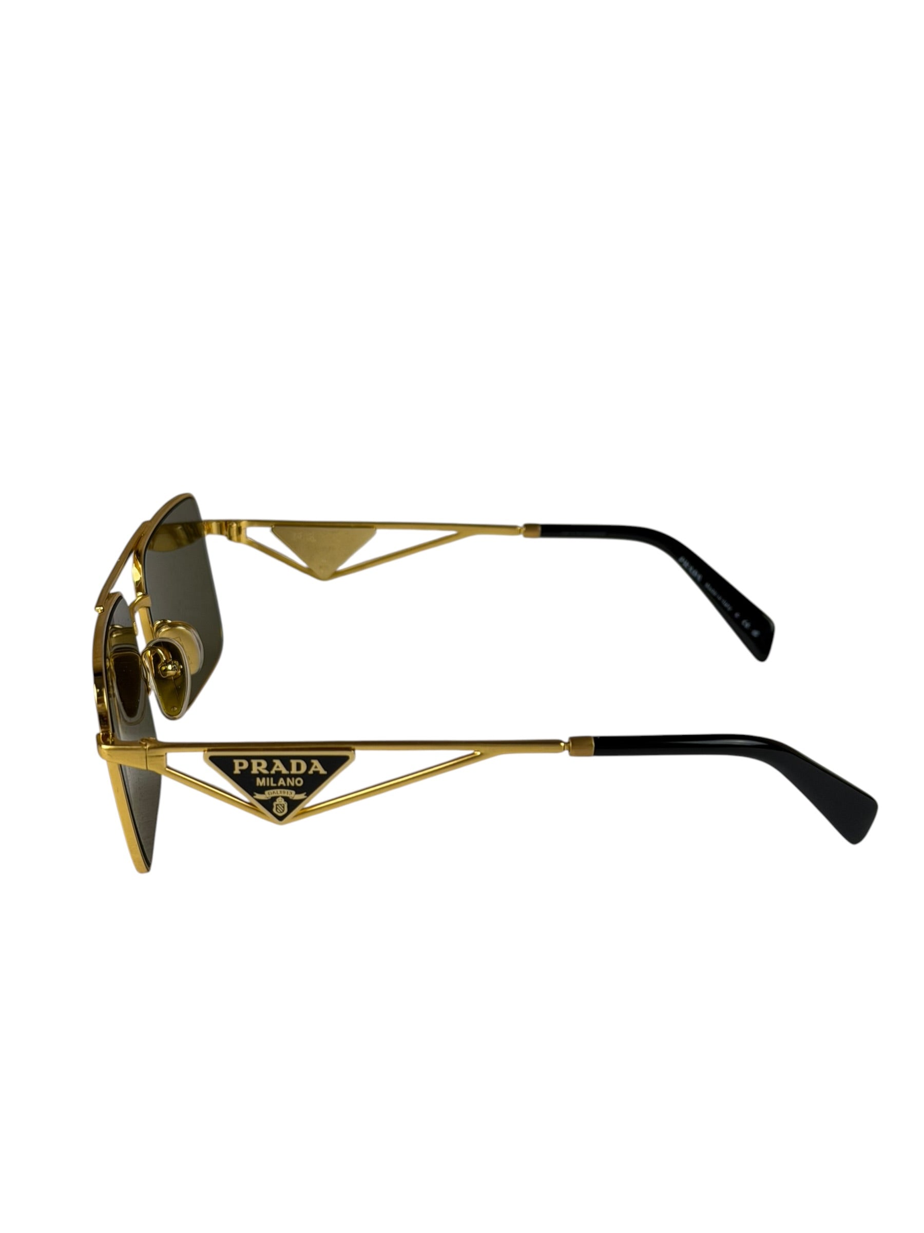 Prada Black/Gold PR A52S Rectangular Sunglasses