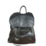Balenciga Black Leather Classic Traveler Backpack