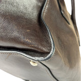 Prada Dark Brown Calf Leather Glace Twin-Pocket Tote