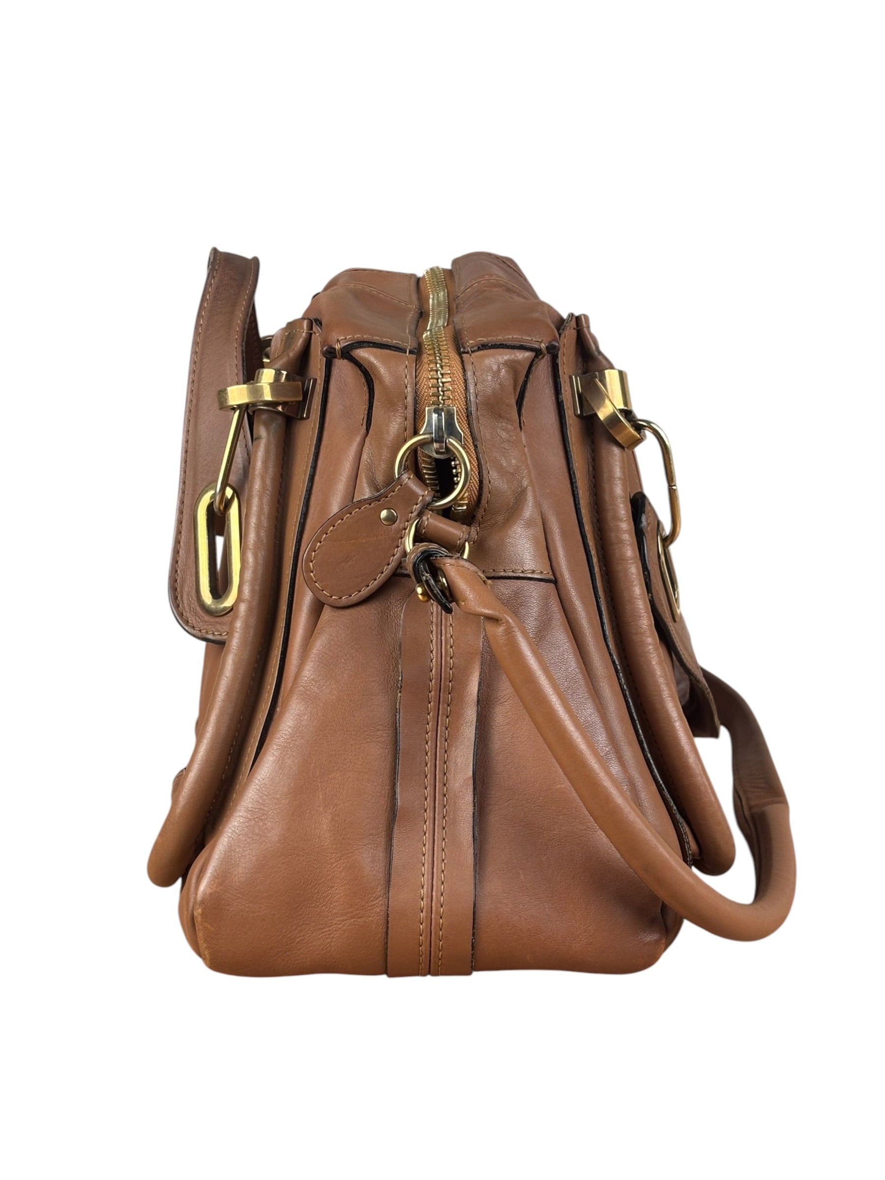 Chloe Caramel Tan Leather Paraty Medium Two-Way Bag