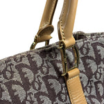Christian Dior Brown Leather Trim Canvas Trotter Tote