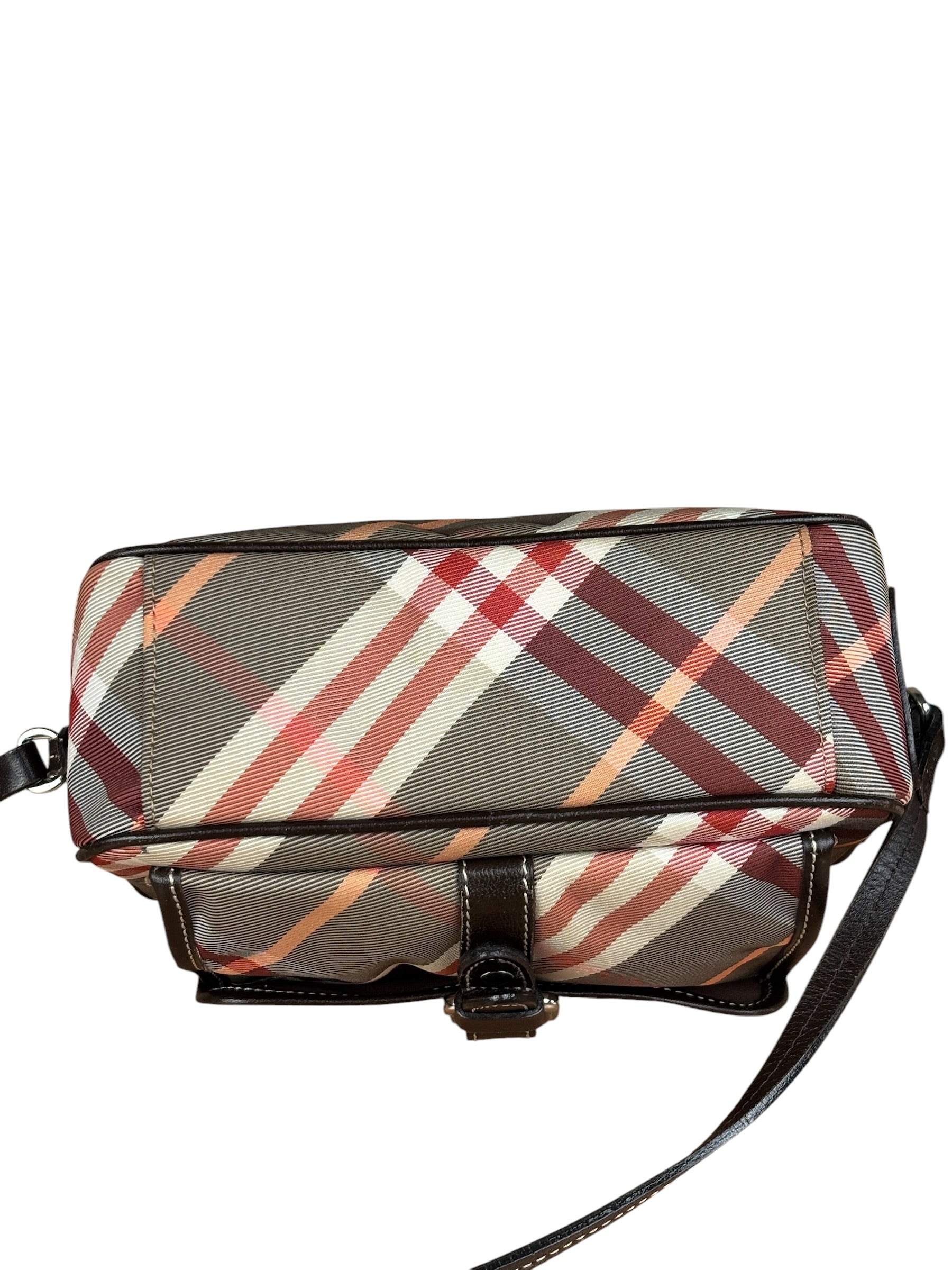 Burberry Nylon Leather Trim Nova Check Crossbody Bag