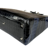 Christian Dior Rare Black/Navy Croc Embossed Lady Dior Handbag