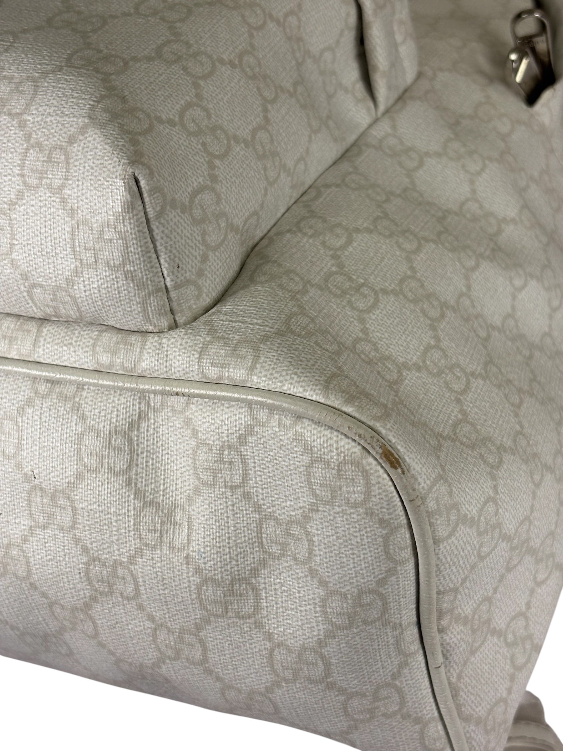 Gucci White Leather GG Green/Red Stripe Backpack