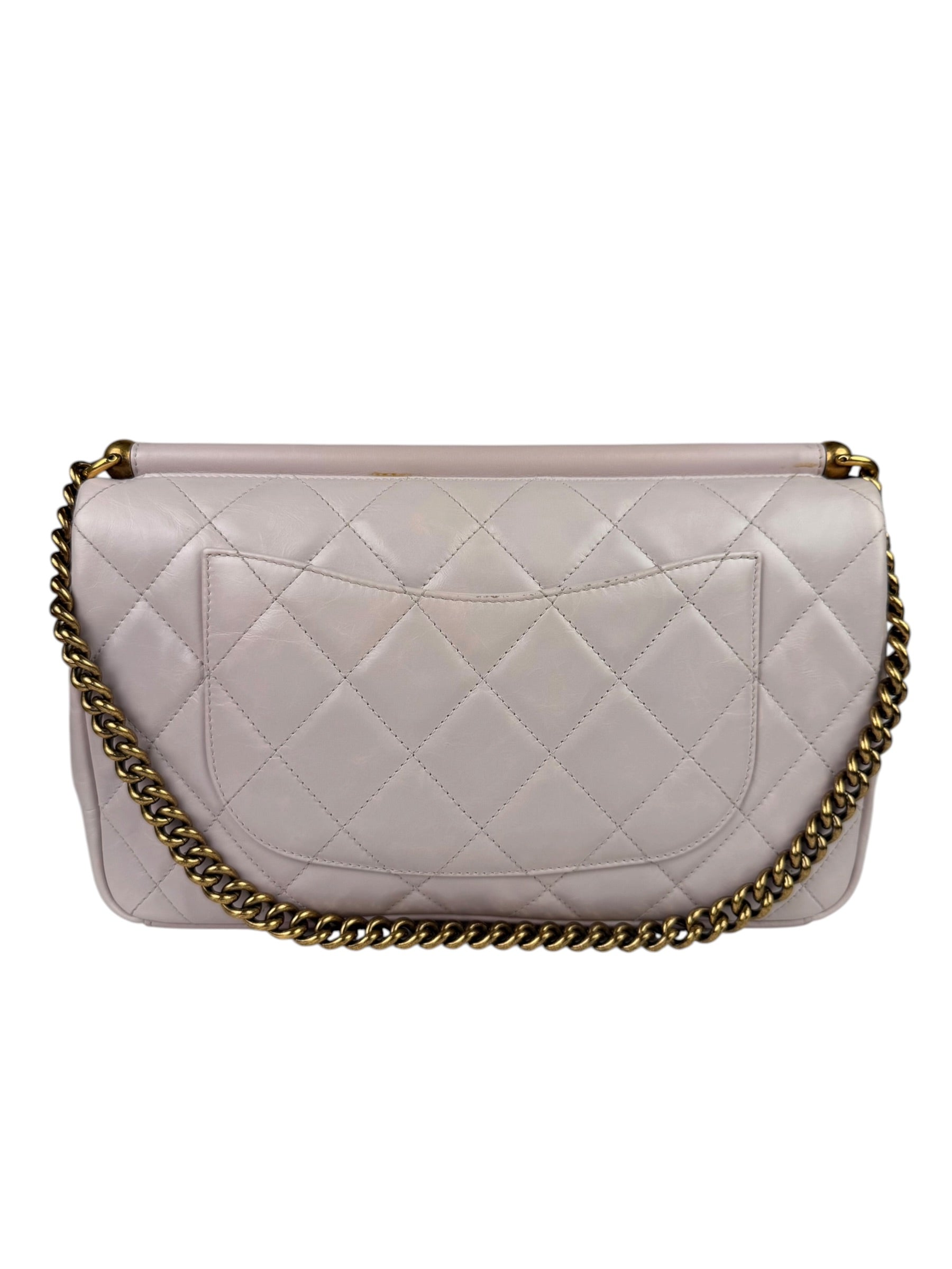 Chanel Light Lilac Calfskin Leather Quilted Flap Chain Bag