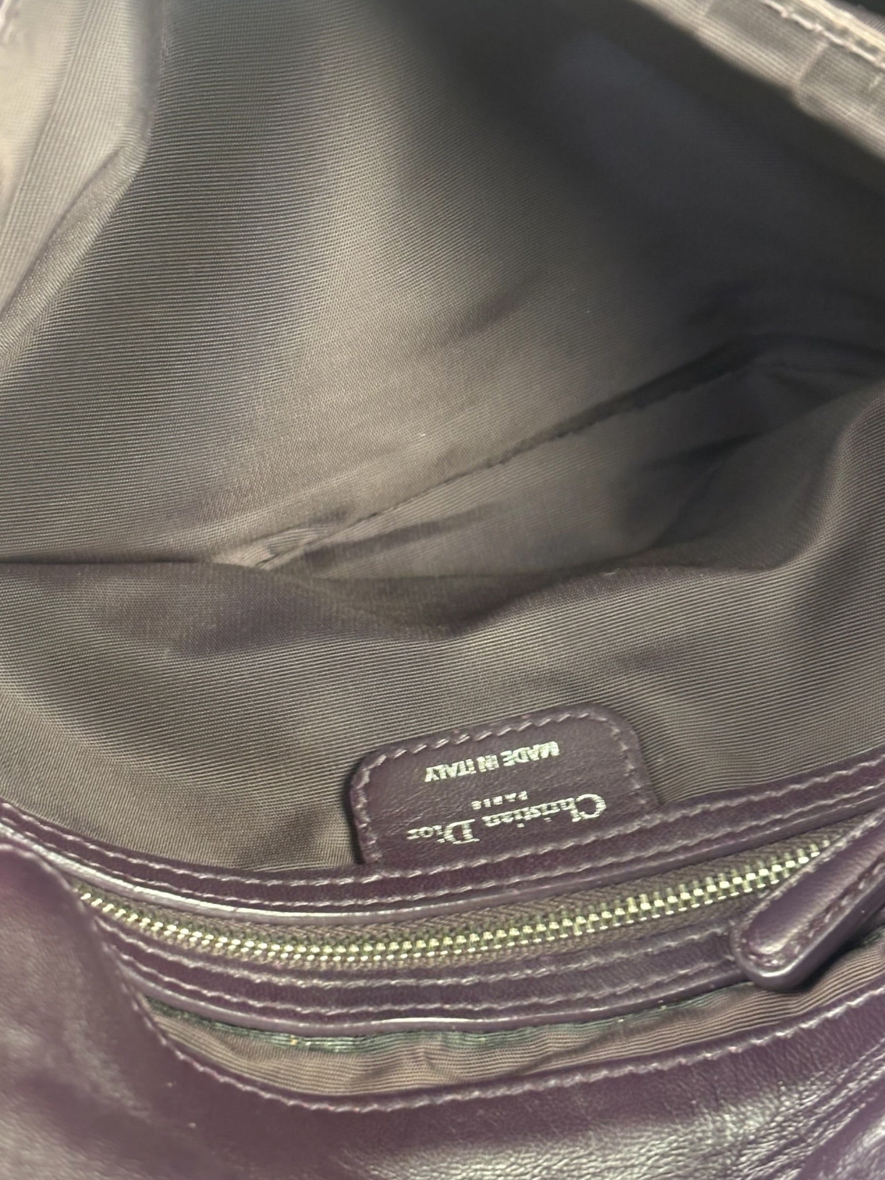 Christian Dior Purple Quilted Leather Flap Bag
