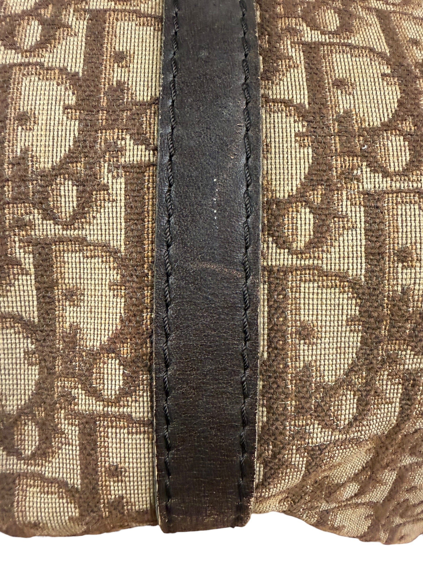 Christian Dior Brown Leather Trim Trotter Boston Bag