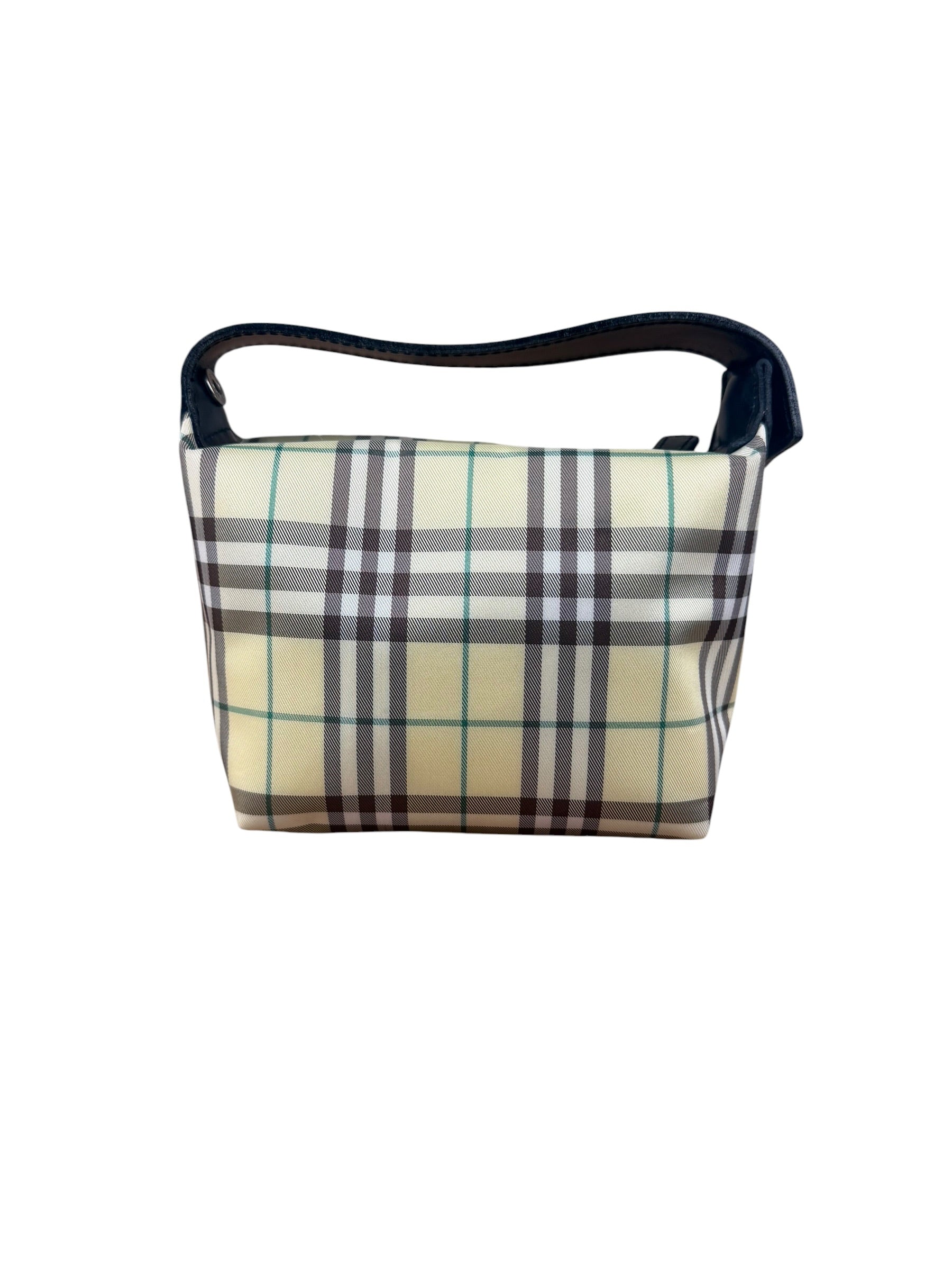 Burberry Multicolor Leather Trim House Check Top-Handle Pouch
