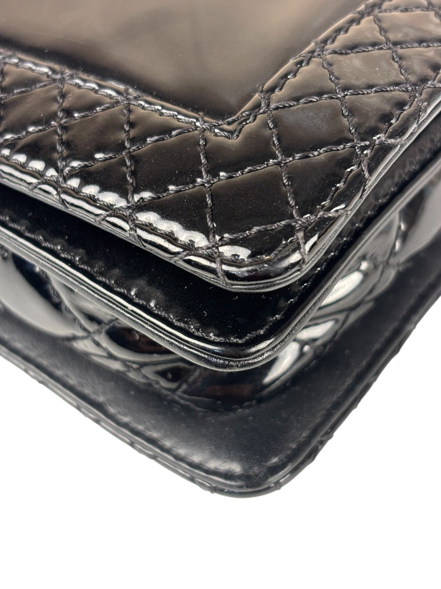 Chanel Black Patent Leather Boy Wallet on Chain Bag 2014