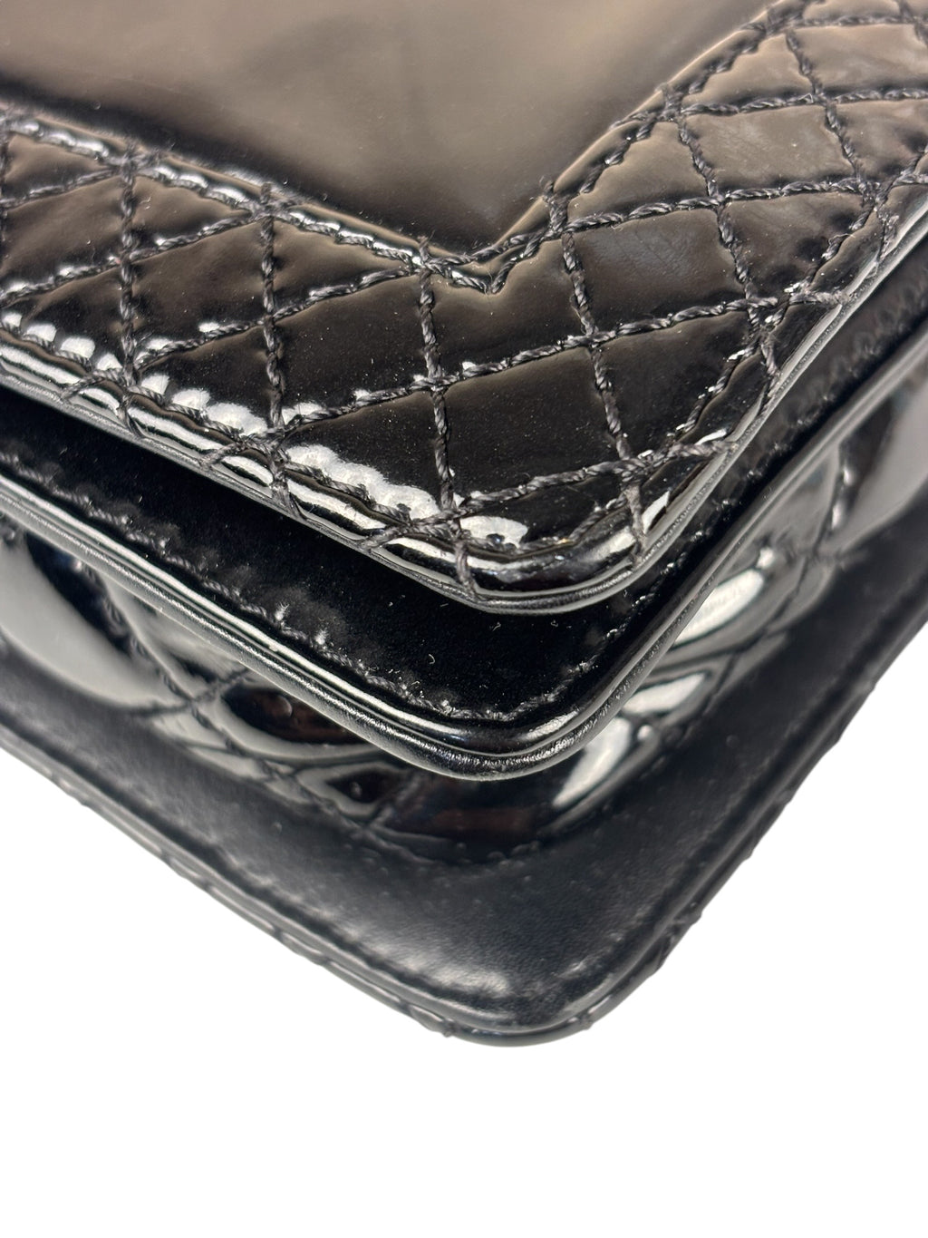 Chanel Black Patent Leather Boy Wallet on Chain Bag 2014