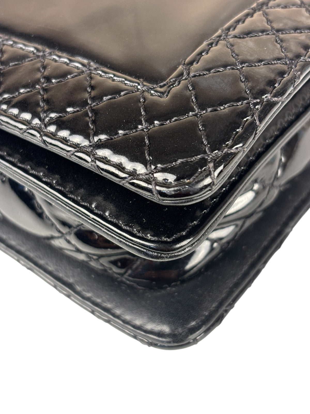 Chanel Black Patent Leather Boy Wallet on Chain Bag 2014