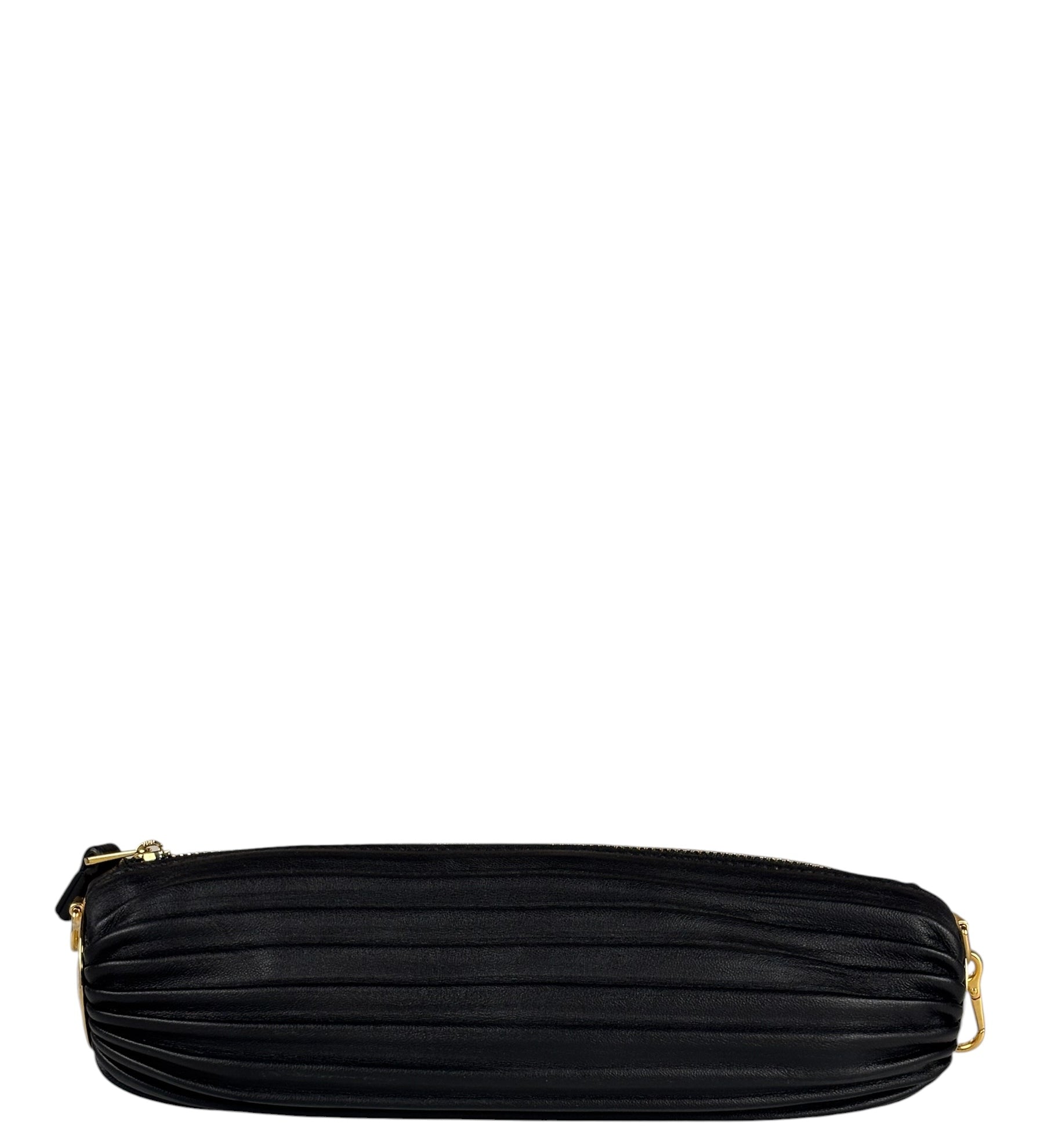 Loewe Leather Bracelet Pleated Pouch Bag Black