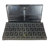 Fendi Vintage Black Zucca Print Long Wallet