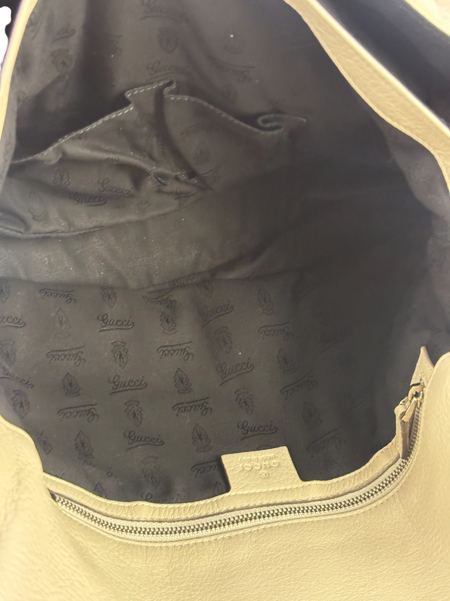 Gucci White Leather Bamboo Jungle Shoulder Bag