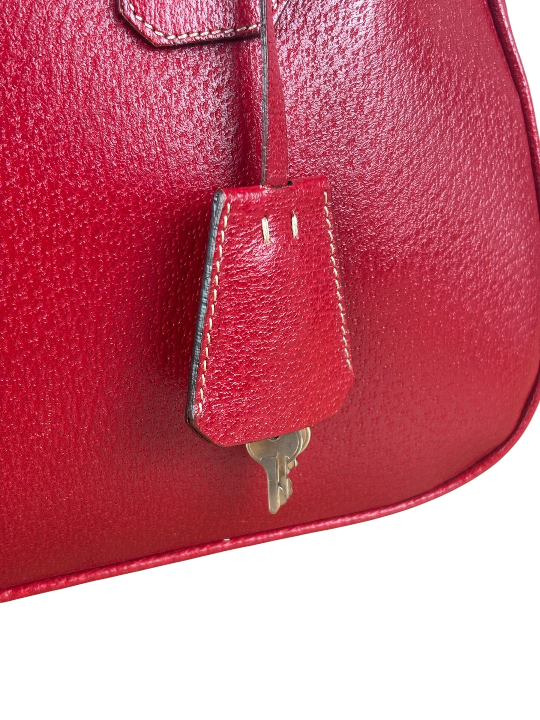 Prada Red Leather Bowling Shoulder Bag
