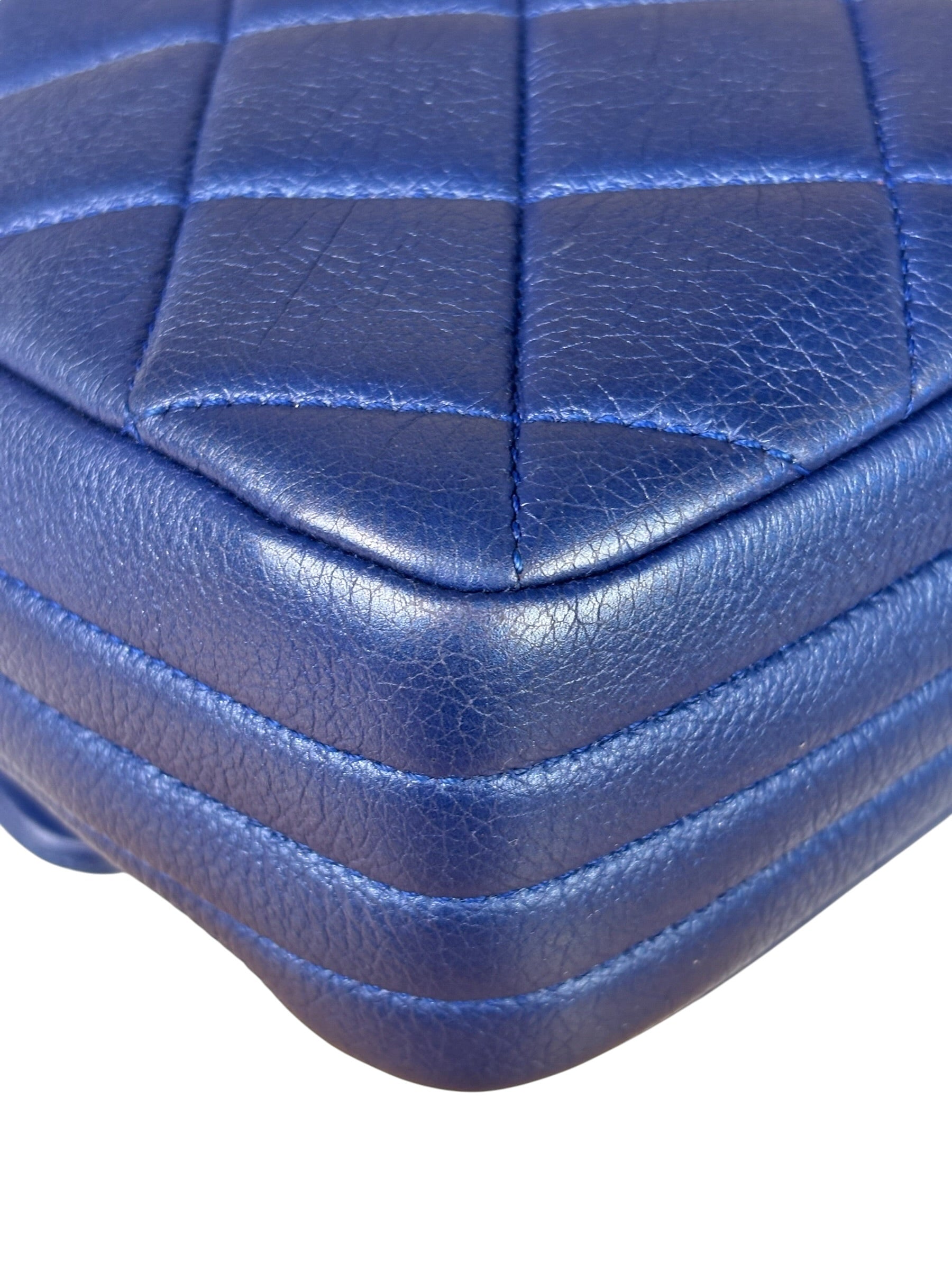 Chanel Blue Metallic Calf-Skin Chain Flap Bag 2014