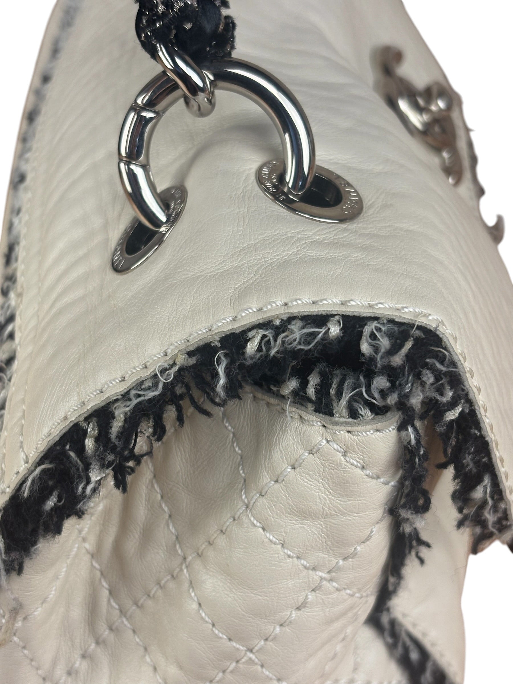 Chanel White Leather Mini Flap Shoulder Bag 1992