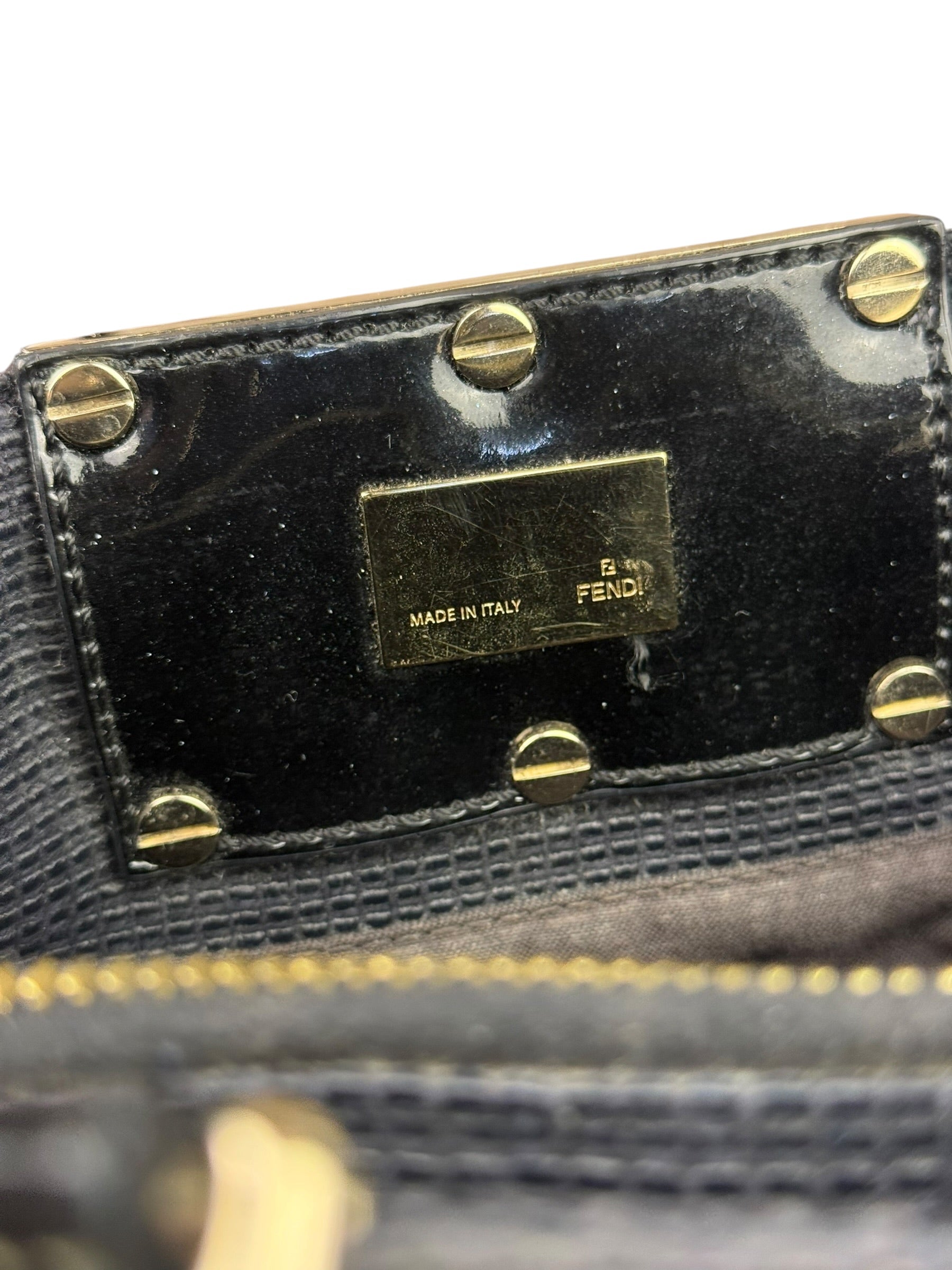 Fendi Bicolor Patent Leather Trim Mia Shoulder Bag