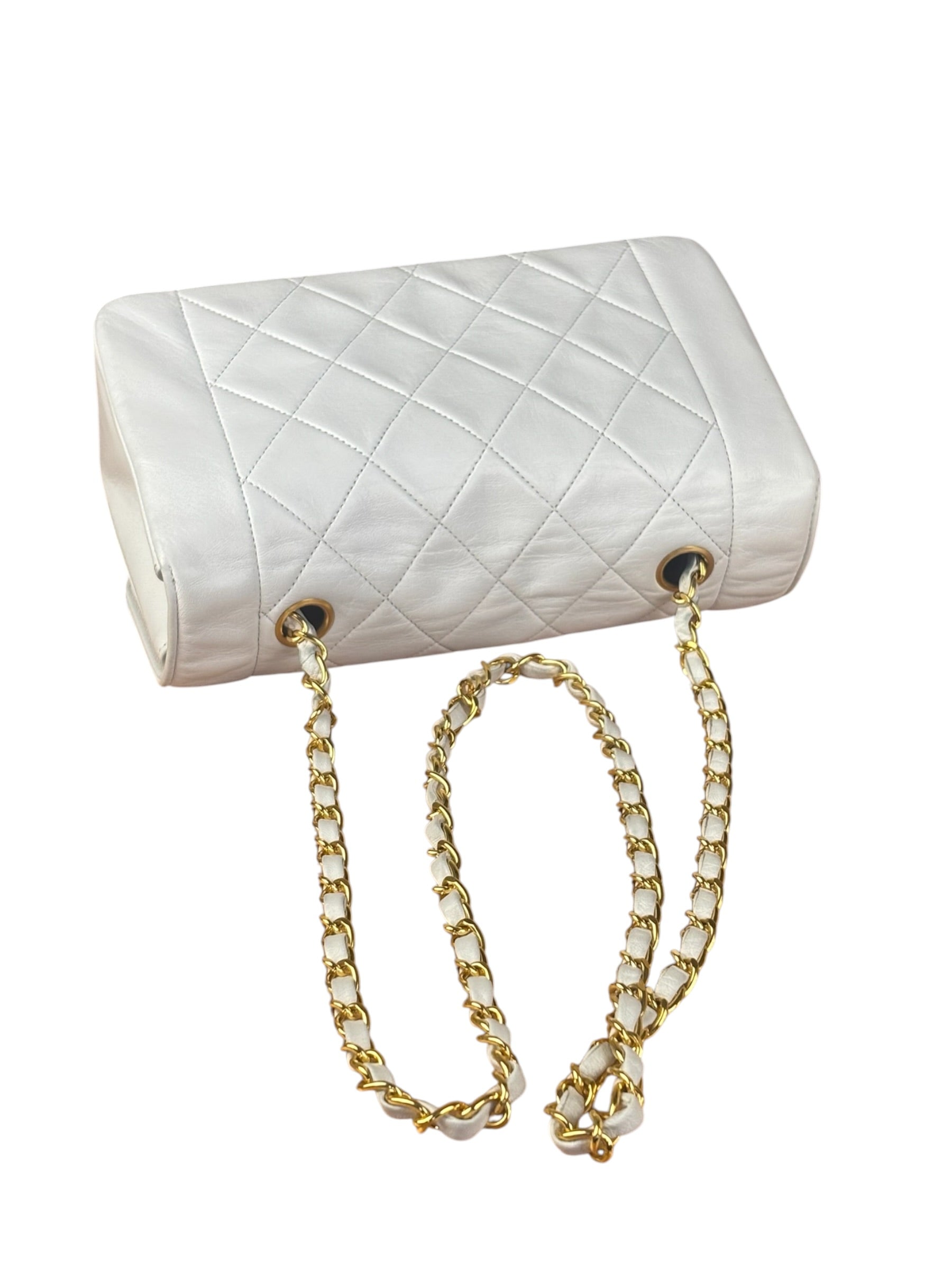 Chanel White Lambskin Diana Bijoux Flap 1992