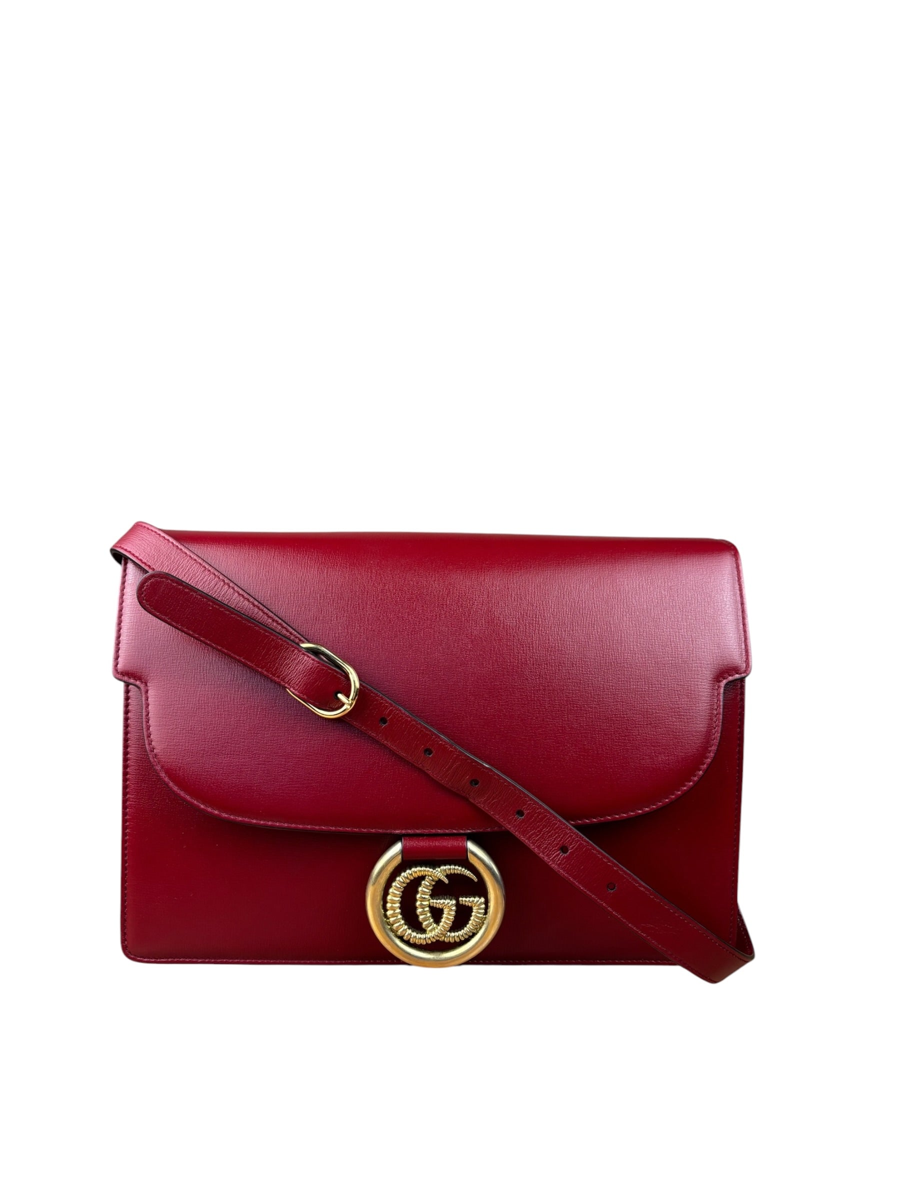 Gucci Red Leather GG Ring Shoulder Bag