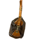Celine Vintage Macadam Canvas Leather Trim Shoulder Bag