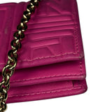 Fendi Roma Pink Leather Embossed Wallet on Chain