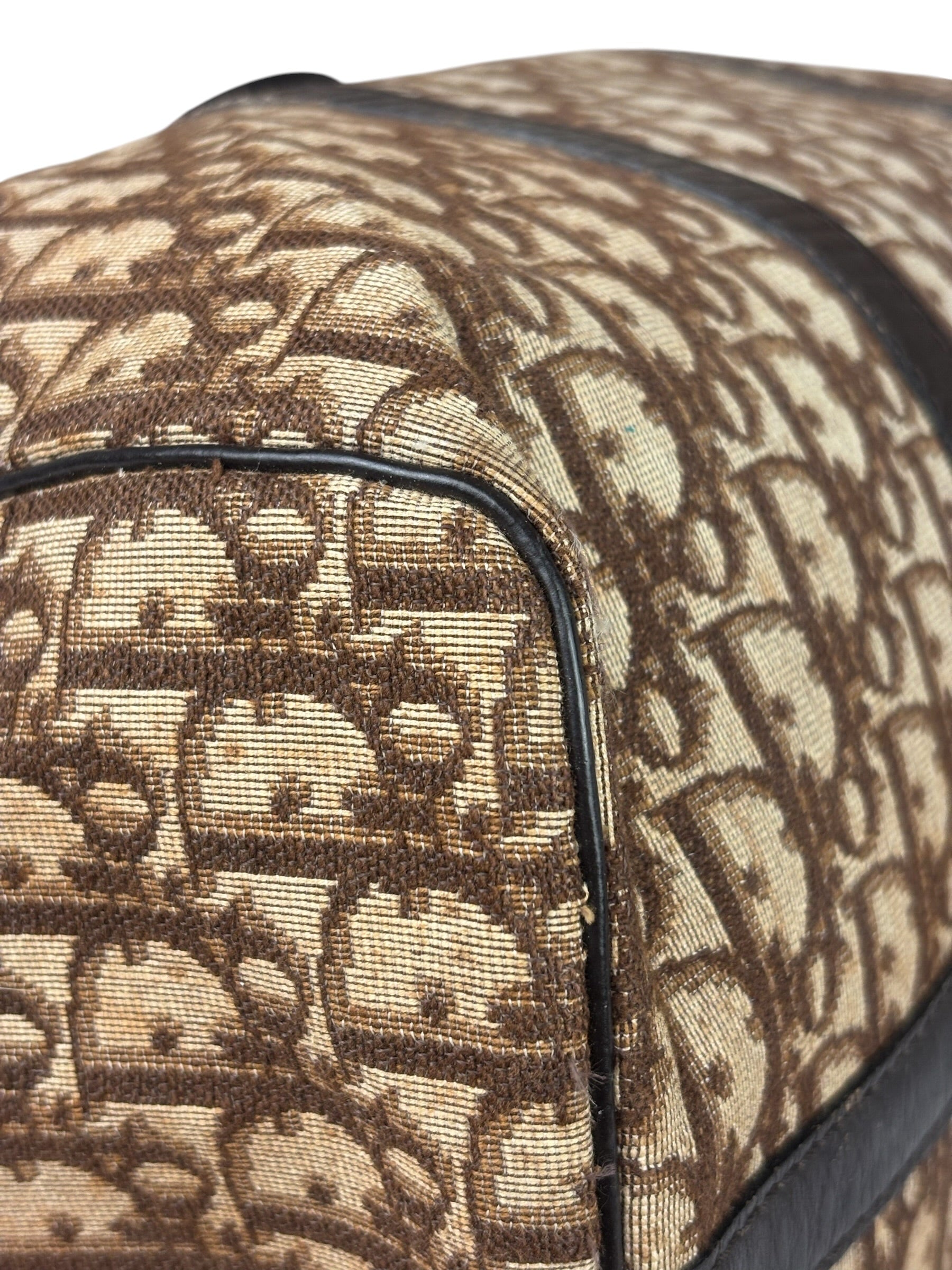 Christian Dior Brown Leather Trim Trotter Boston Bag