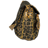 Fendi Brown Leather Trim Leopard Print Buckle Bag