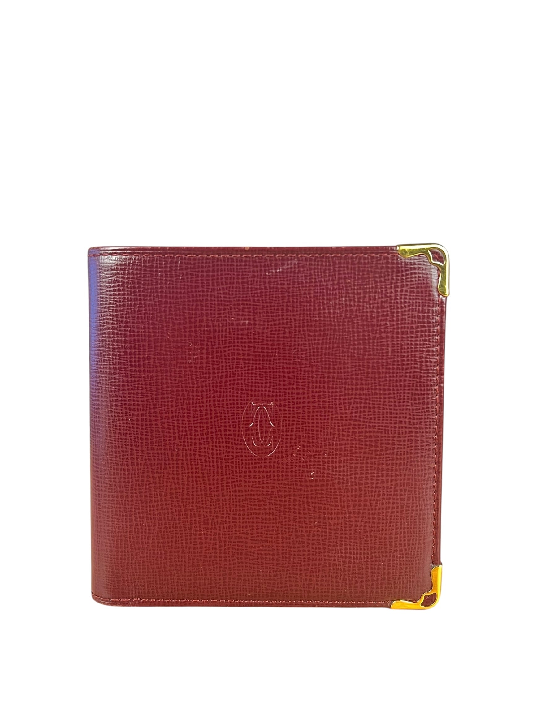 Cartier Vintage Maroon Leather Bifold Wallet