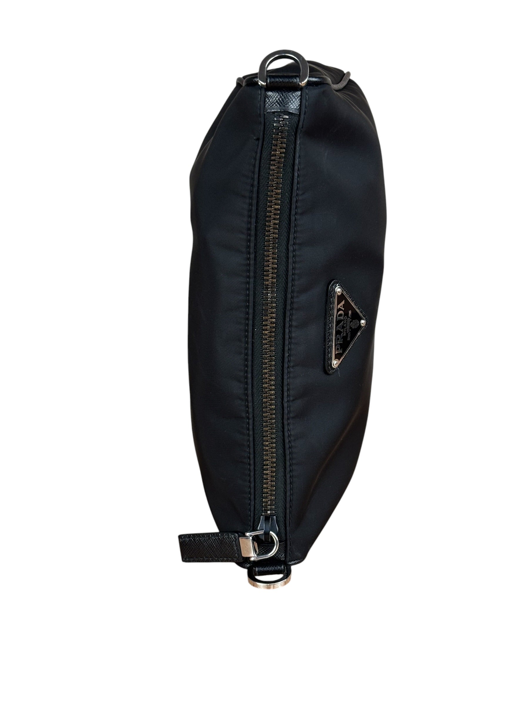 Prada Black Re-Nylon Saffiano Leather Crossbody Bag