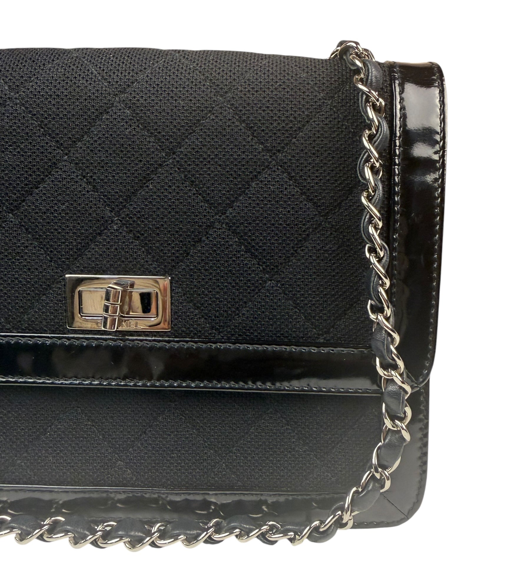 Chanel Black Patent Leather Trim Reissiue Flap Bag 2000