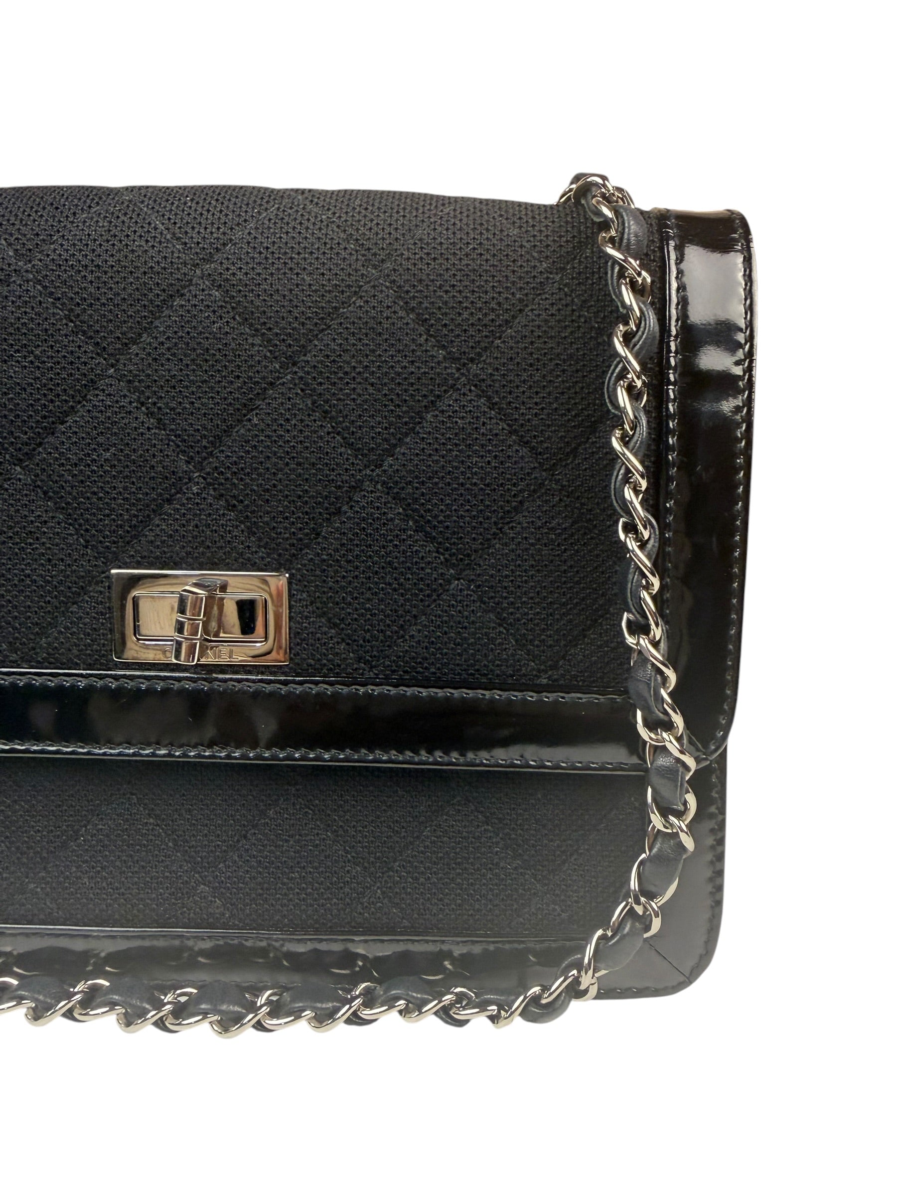 Chanel Black Patent Leather Trim Reissiue Flap Bag 2000