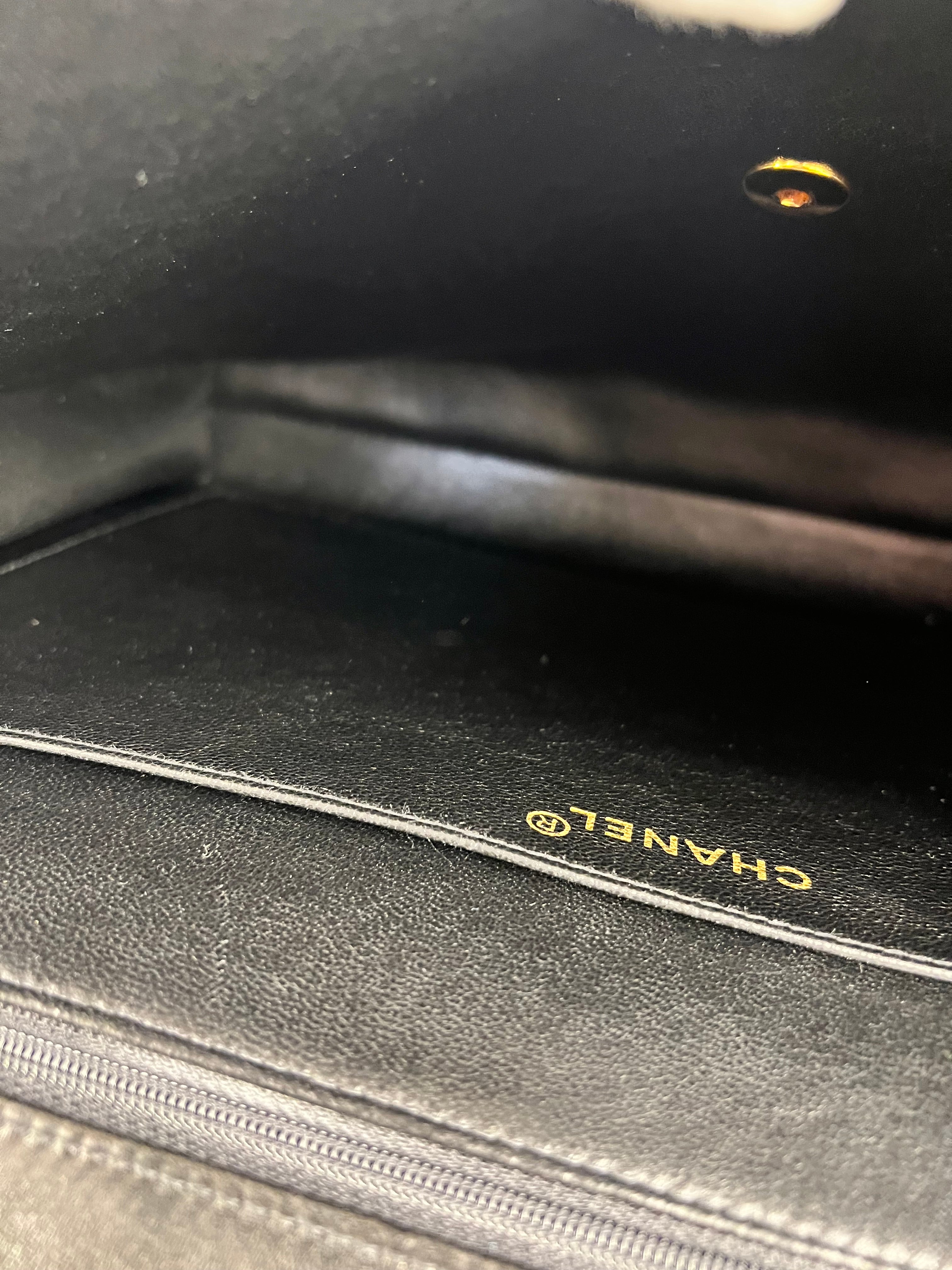 Chanel CC Black Patent Quilted Flap Briefcase Handbag '95