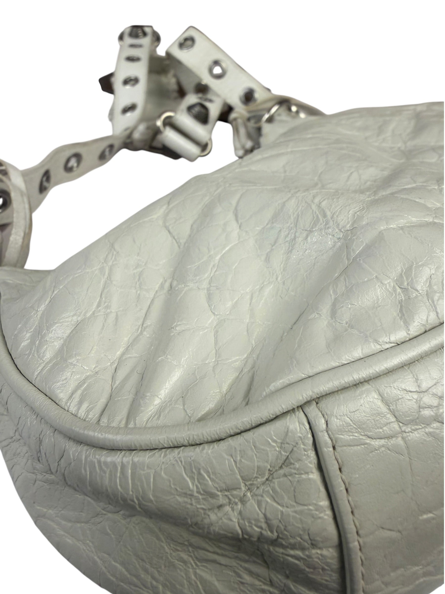 Balenciaga White Lambskin Le Cagole Shoulder Bag