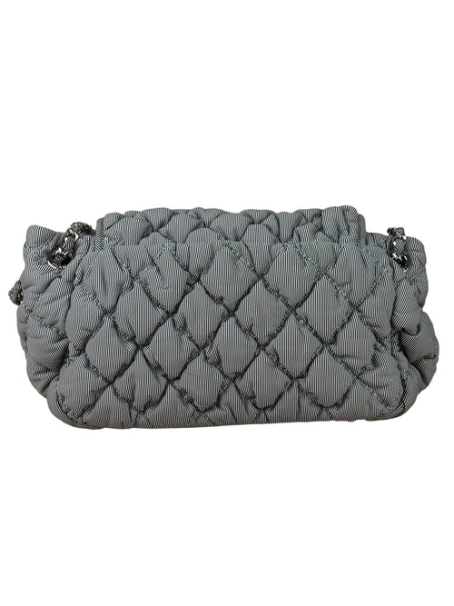 Chanel Grey/Black Nylon Quilted Bubble Stripped Flap Bag 2009