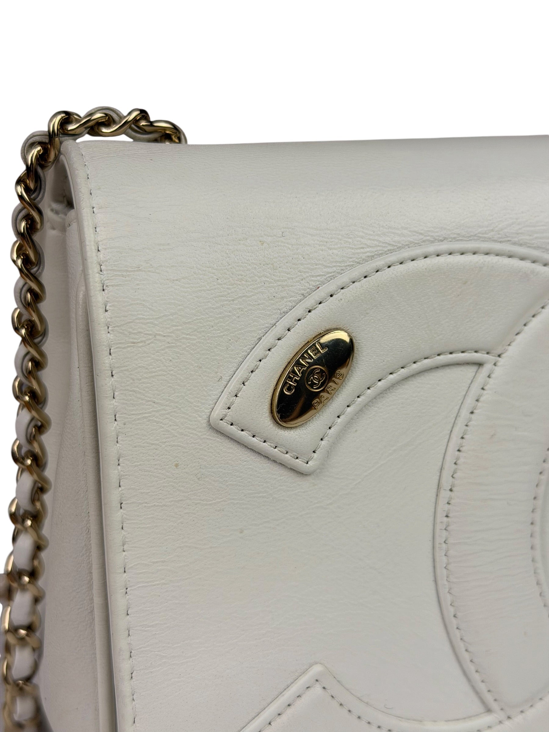 Chanel White Leather CC Mania Flap Bag 2019