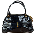 Gucci Black Patent Leather Horsebit Wave Shoulder Bag