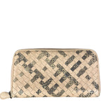 Bottega Veneta Pink Intreccio Snake Leather Long Wallet