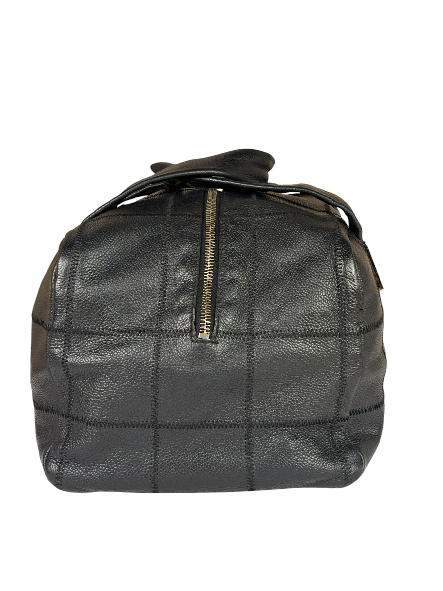 Chanel Black Quilted Leather Chocolate Bar Bowling Handbag