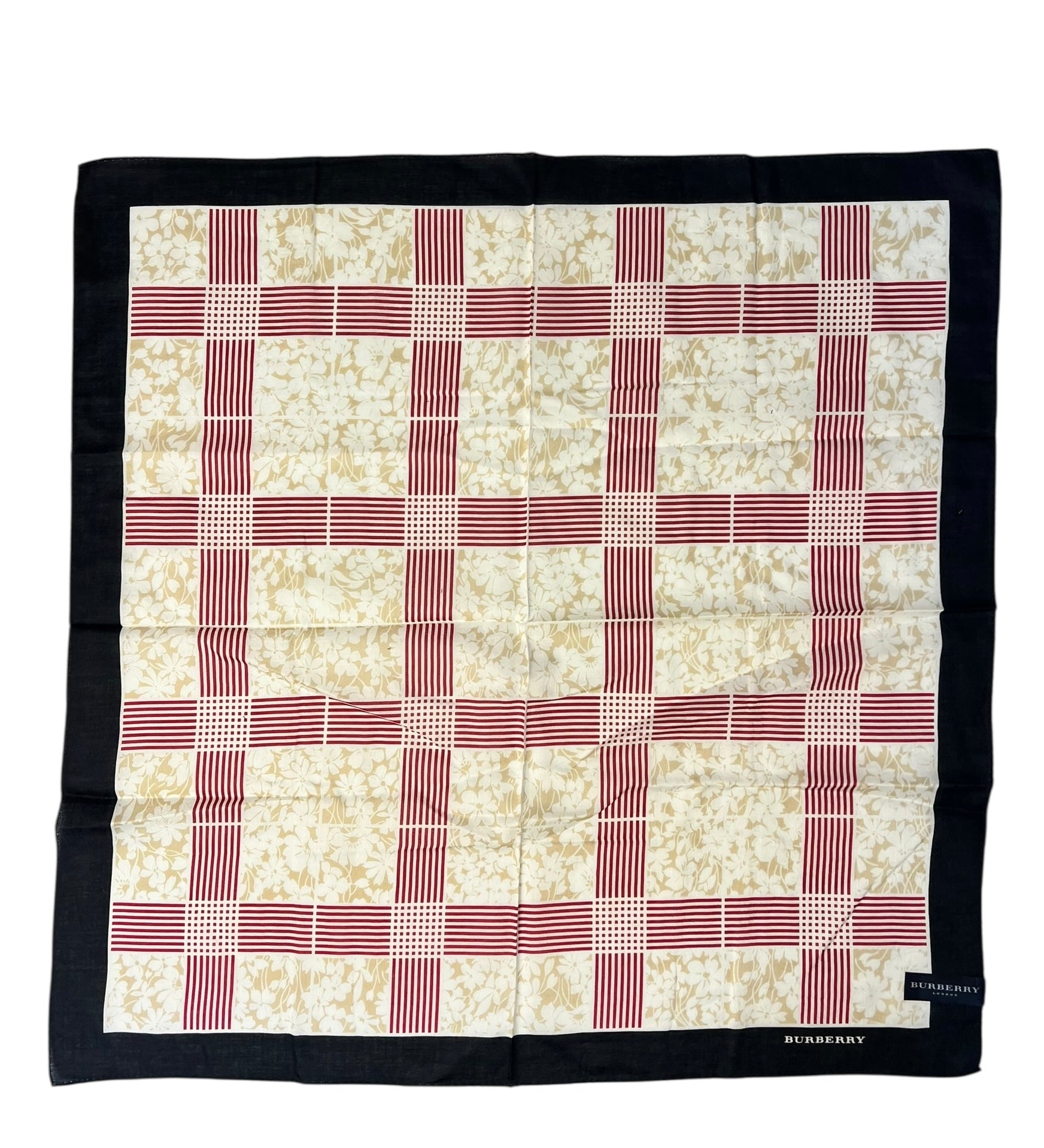 Burberry Vintage Floral Stripe Check Scarf