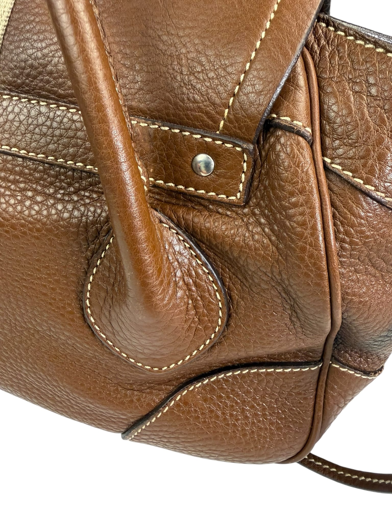 Prada Lizard Pushlock Flap Brown Vitello Daino Shoulder Bag