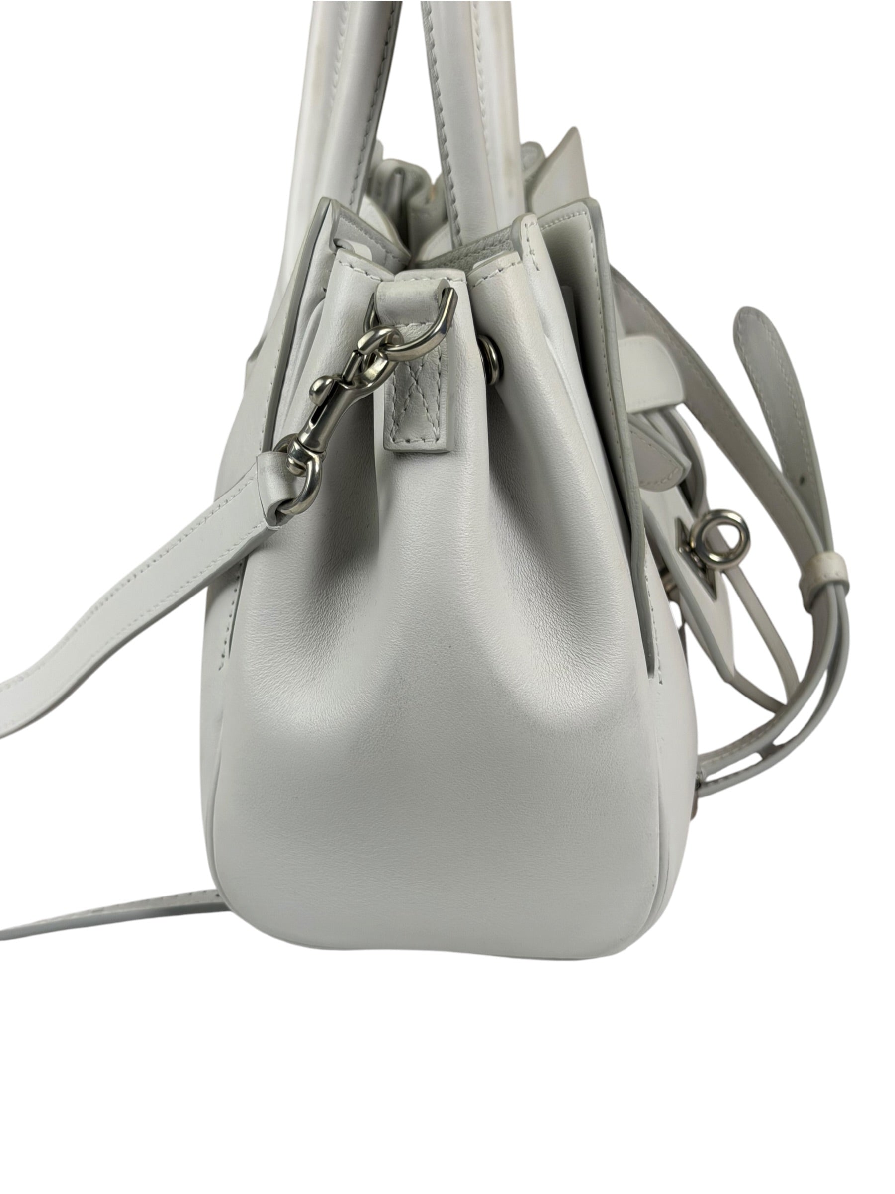 Balenciaga White Leather Bel Air Carry All Handbag