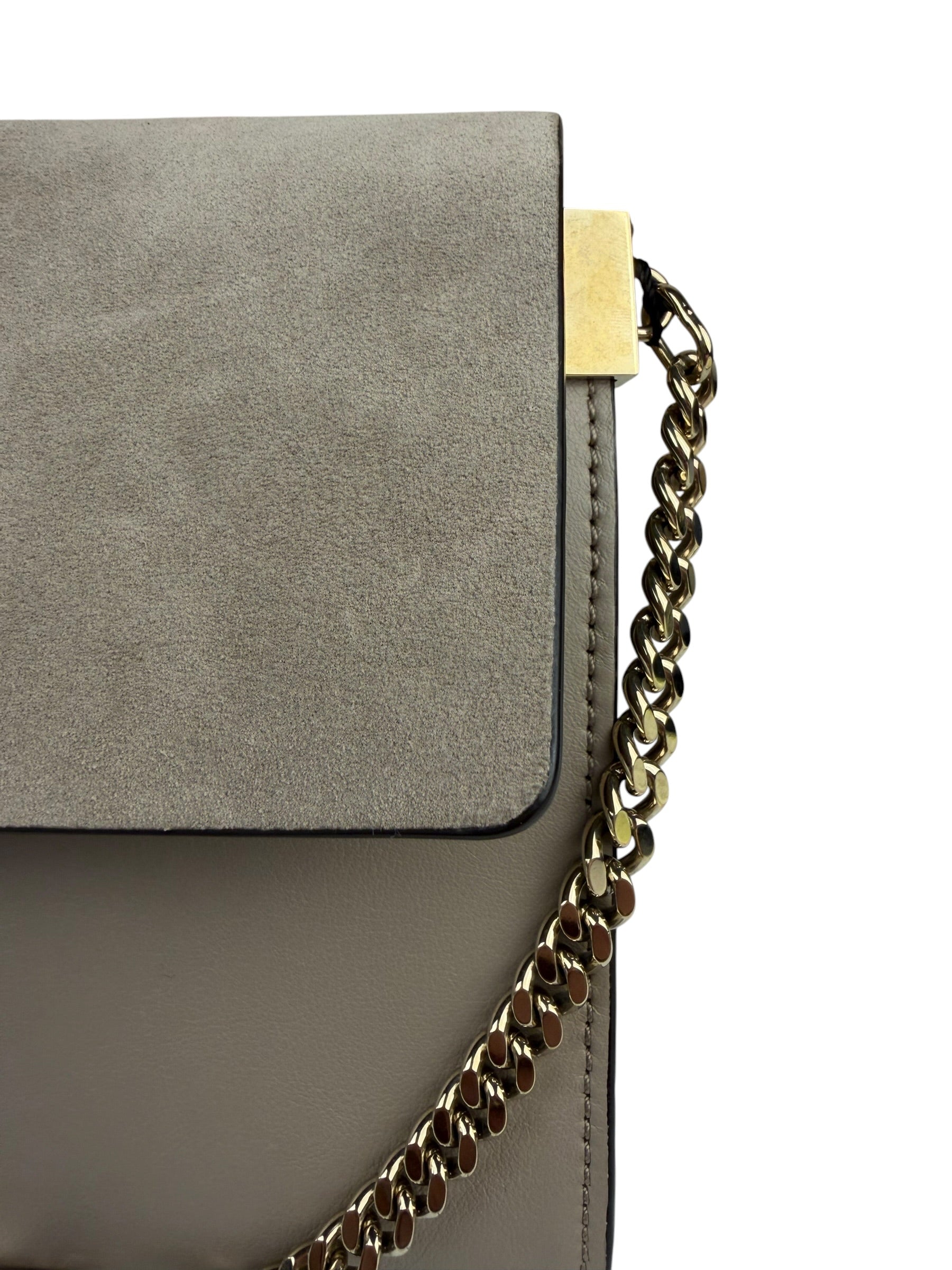 Chloe Grey Leather/Suede Faye Clutch