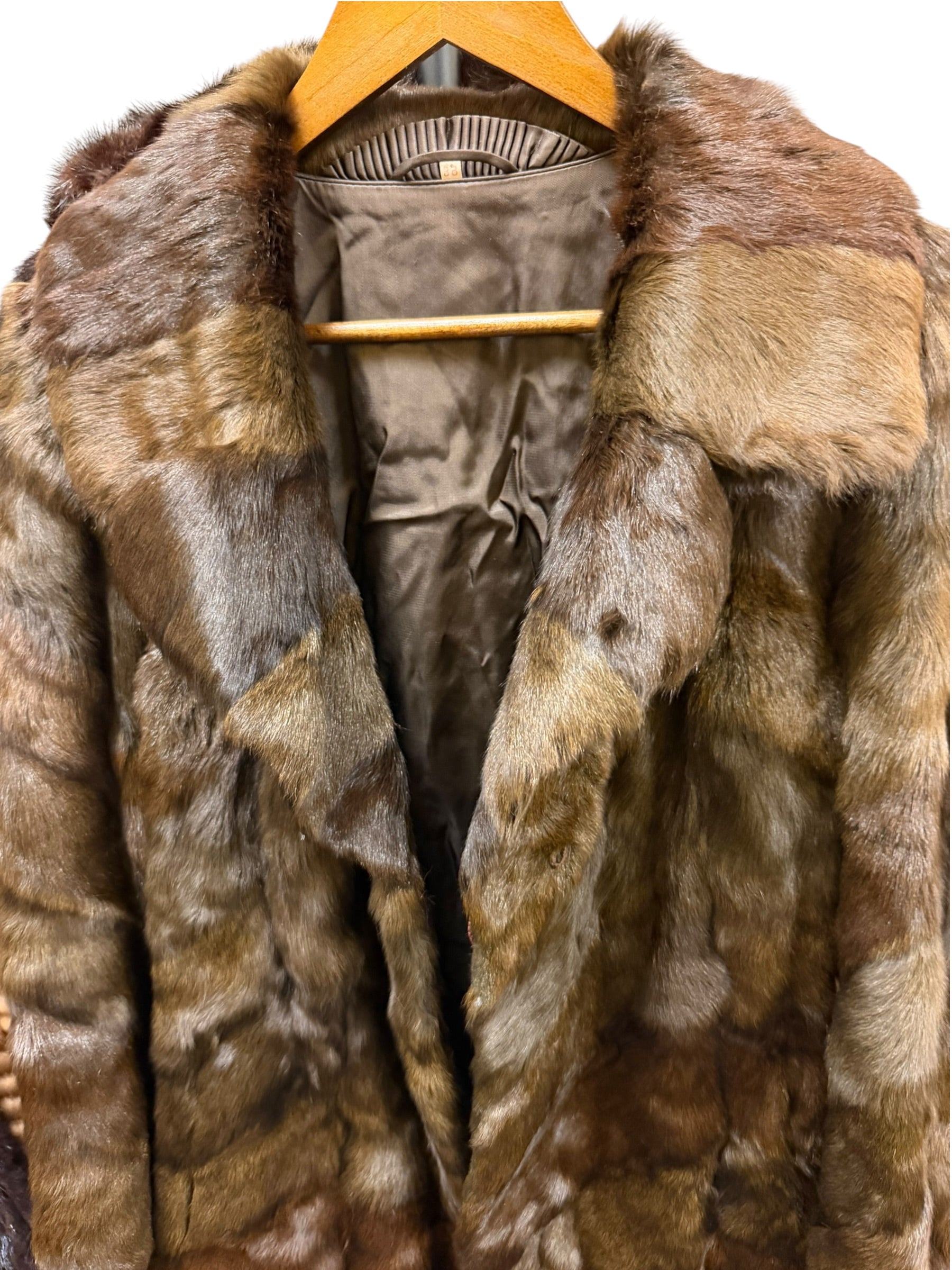 Vintage Mixed Brown Mink Fur Mid Length Coat
