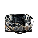 Coach Vintage Trim Leather Hand Drawn Scarf Print Satchel Two-Way Bag