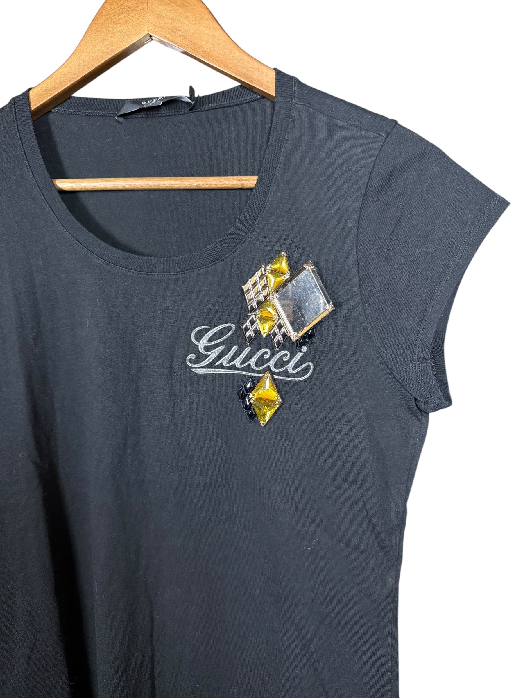 Gucci Embellished Logo Top Black