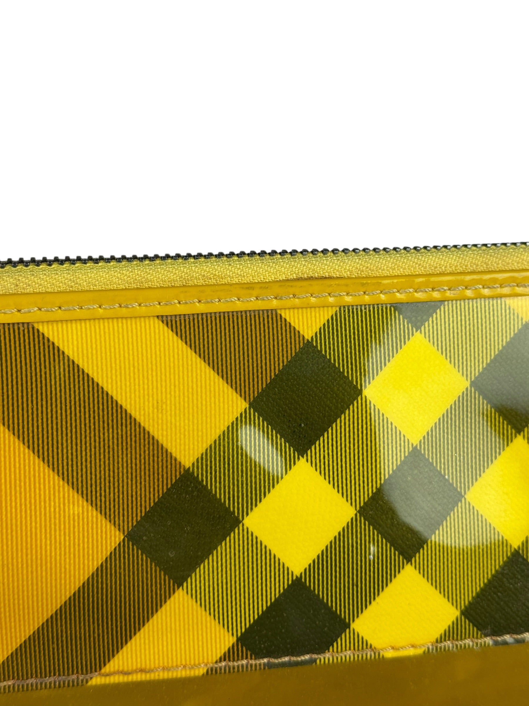 Burberry Yellow Vinyl Check Cosmetic Pouch