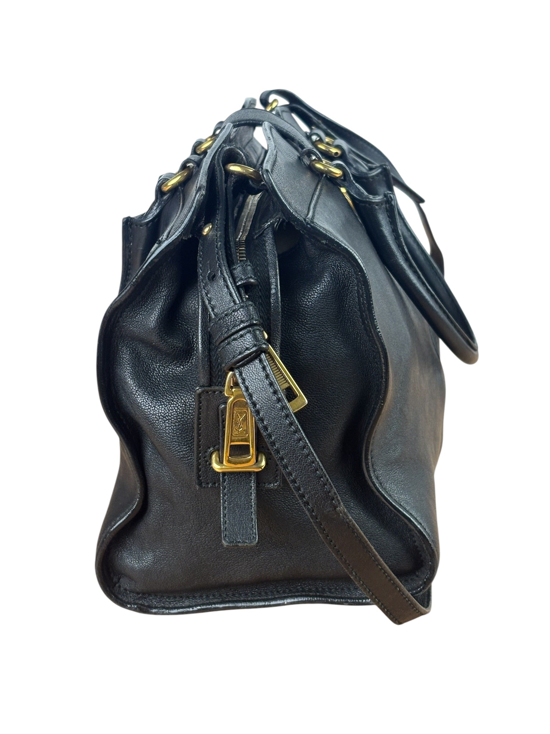 YSL Black Leather Cabas Chyc 2Way