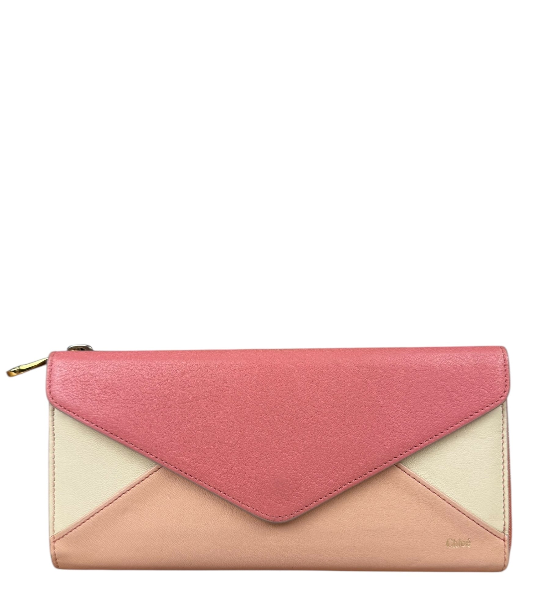 Chloe Pink Leather Envelope Long Wallet