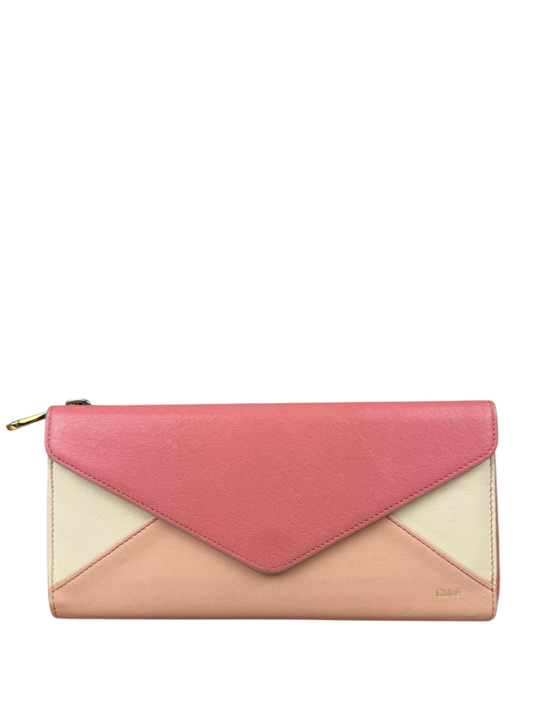 Chloe Pink Leather Envelope Long Wallet